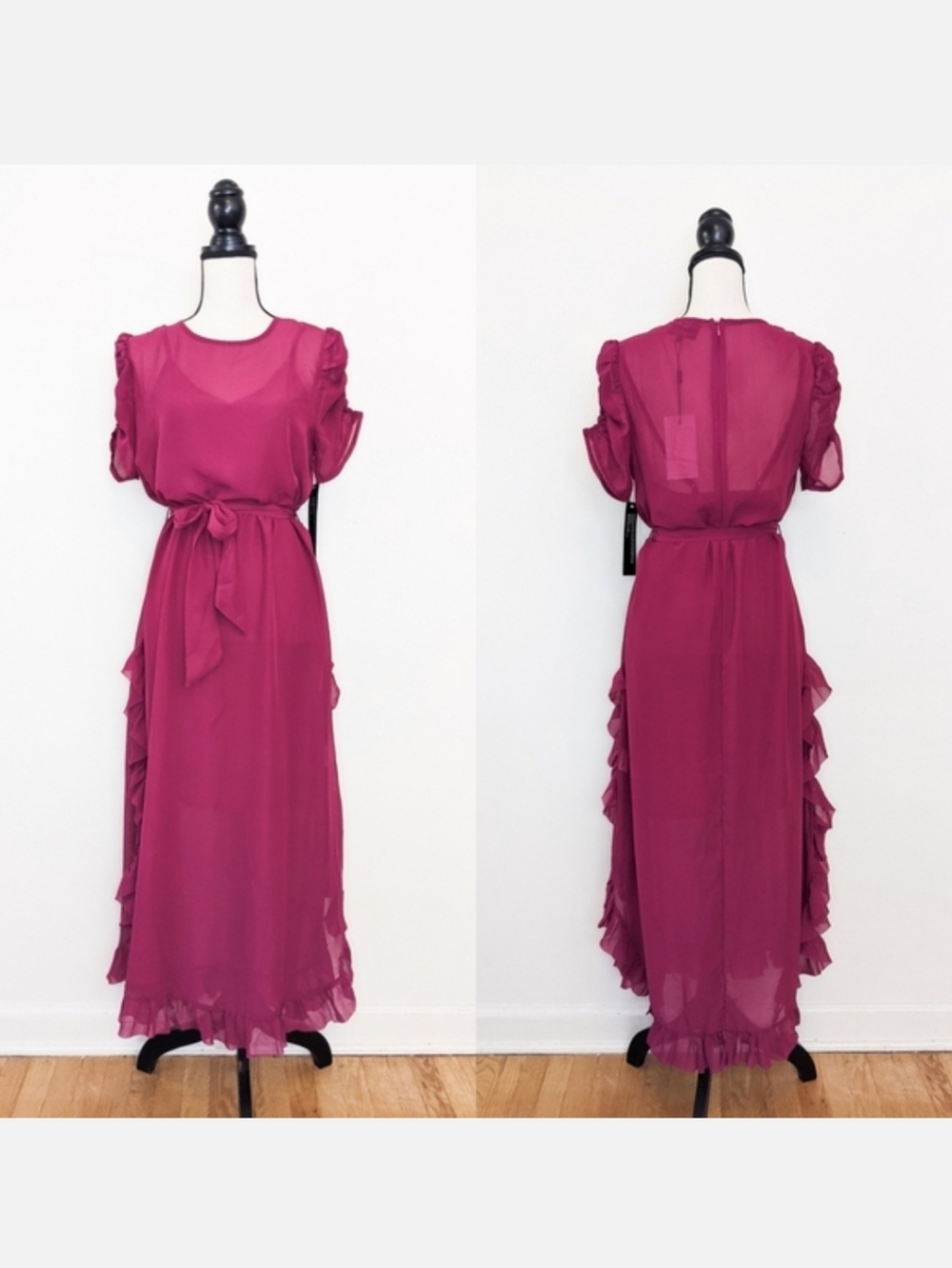🦋LAST🦋 NWT Goldie London Ruffled Mulberry Maxi Dress, Size XS